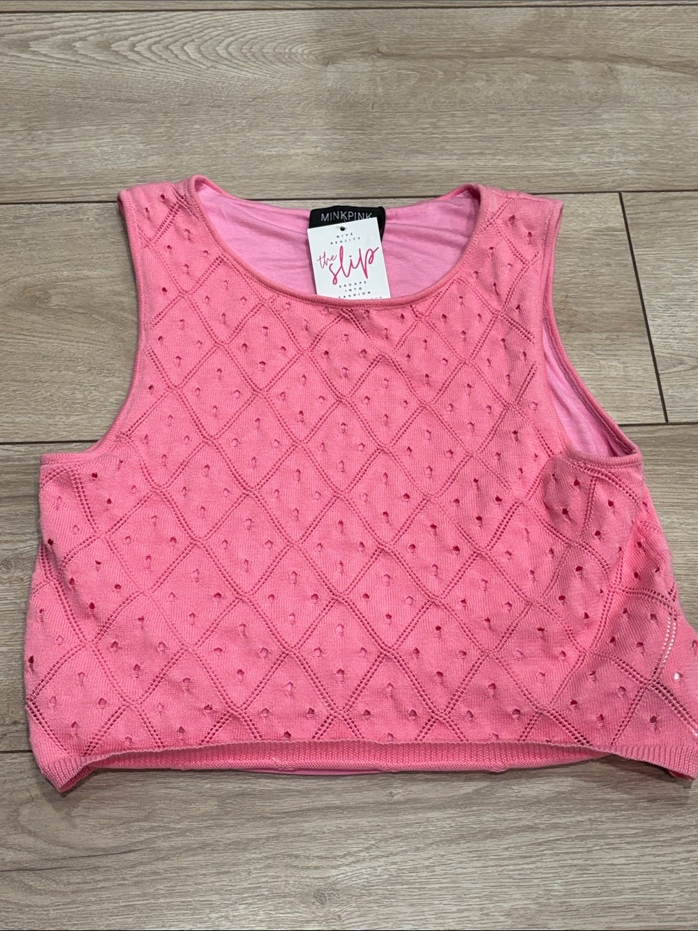 MINKPINK Coral Pink Diamond Eyelet Crop Tank